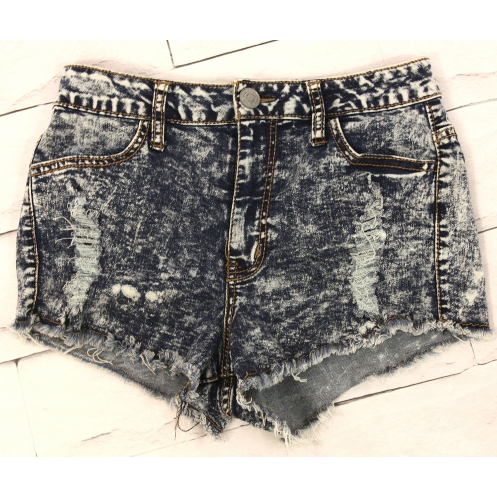 RSQ Maui High Rise Acid Wash Distressed Jean Shorts Short Shorts 5